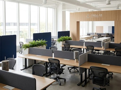 Modern sustainable office space with premium furniture
